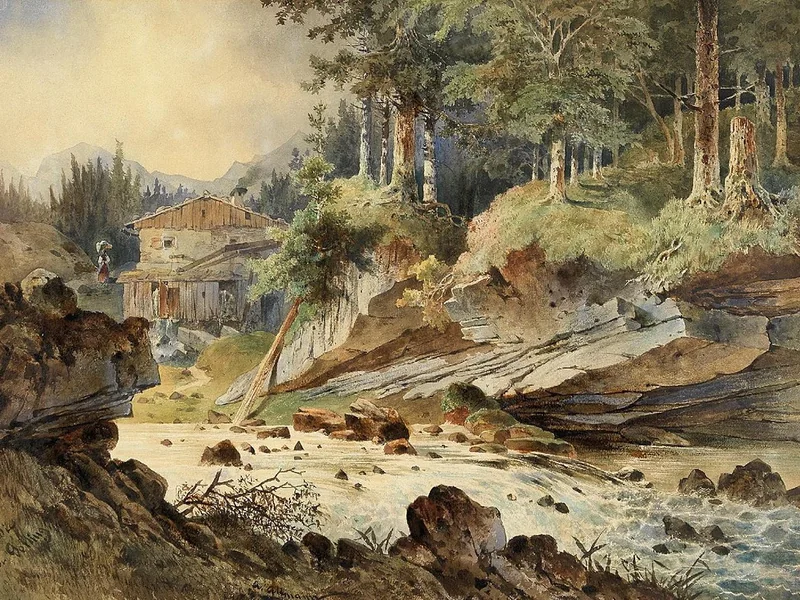 1808-Anton Altmann - Paesaggio di montagna con torrente